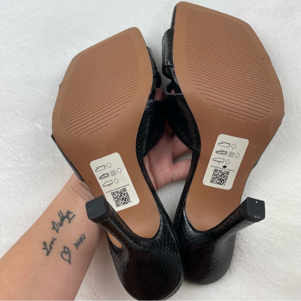 Y2k 90s Style Black Square Toe Open Toe Heels - image 5